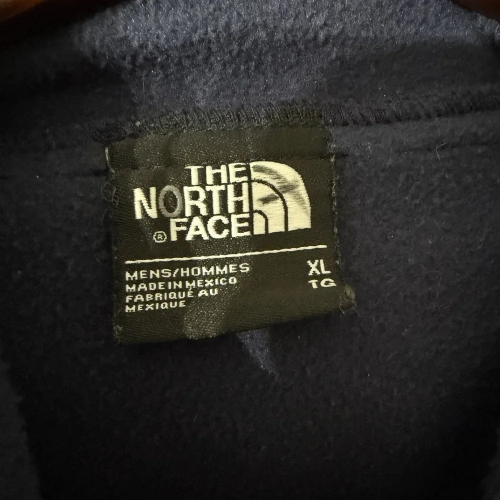 The North Face Men's Long Sleeve Full Zip Fleece Jacket XL Blue Zip Pockets Hood